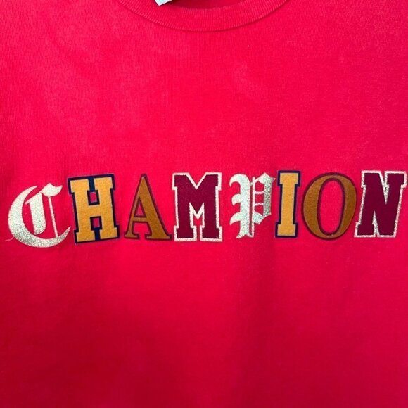 Champion Mens Heritage T Shirt Red Size XL Old English Font Pure Cotton Crewneck - Picture 3 of 7